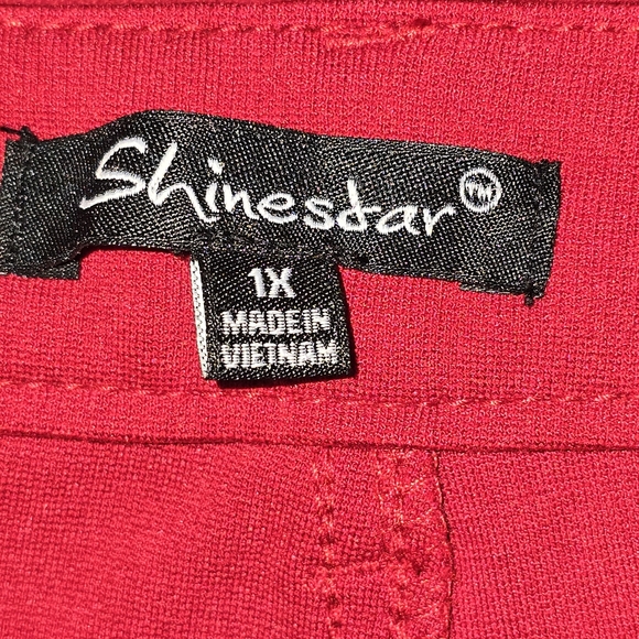 Shinestar Red Skinny Pants STRETCH CUFFED ANKLE POCKETS WOMENS SIZE 1X - Picture 4 of 7